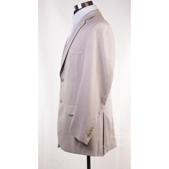 Pronto Uomo Platinum Blazer Mens 42R Wool Blend Beige Micro Check 2 Button - Picture 4 of 12